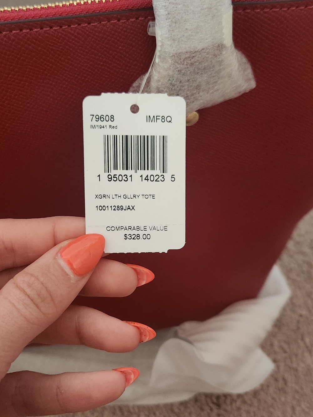 Coach Burgundy Leather Zip-Top Tote with Gold Hardware - Picture 4 of 5